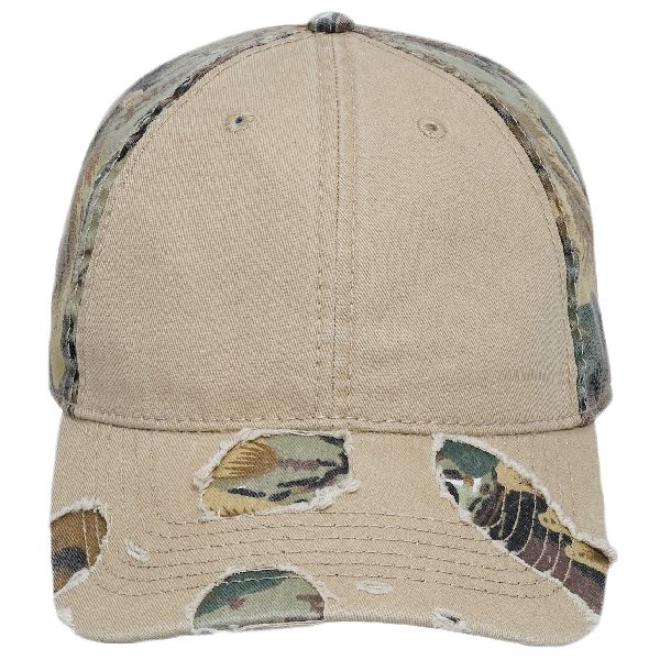 OTTO Camouflage Garment Washed Superior Cotton Twill Distressed Visor Six Panel Low Profile Baseball Cap Thumbnail