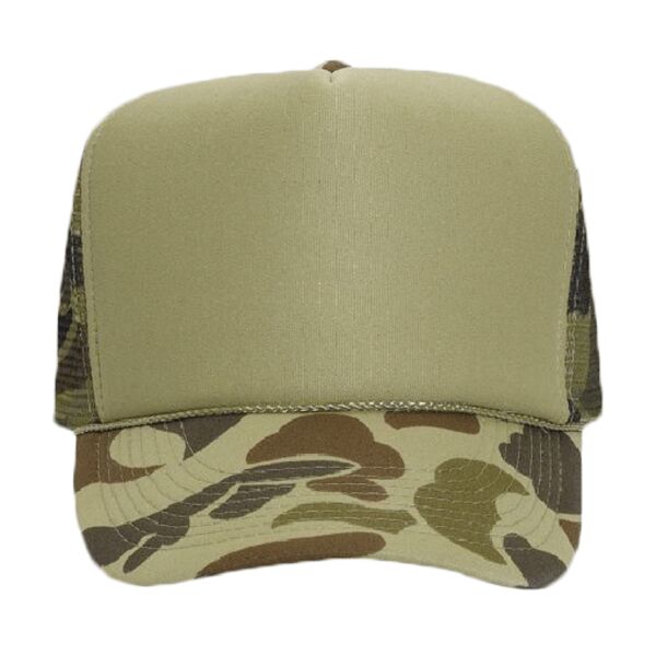 OTTO CAP Polyester Foam Front Camouflage 5 Panel High Crown Mesh Back Trucker Hat Thumbnail