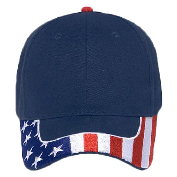 OTTO United States Flag Pattern Visor Brushed Cotton Twill Six Panel Low Profile Baseball Cap Thumbnail