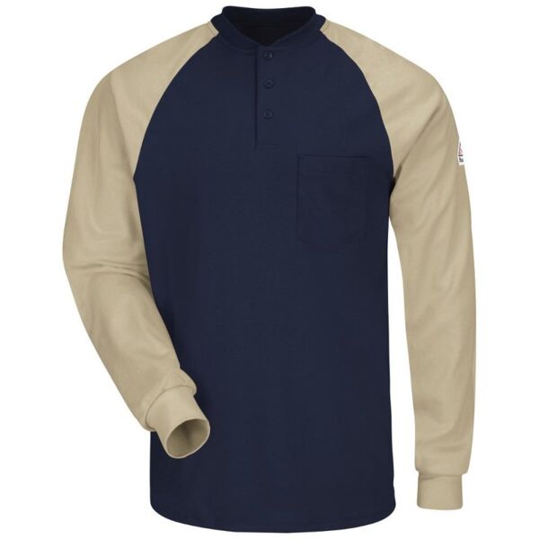 Long Sleeve Color-Block Tagless Henley Shirt Thumbnail