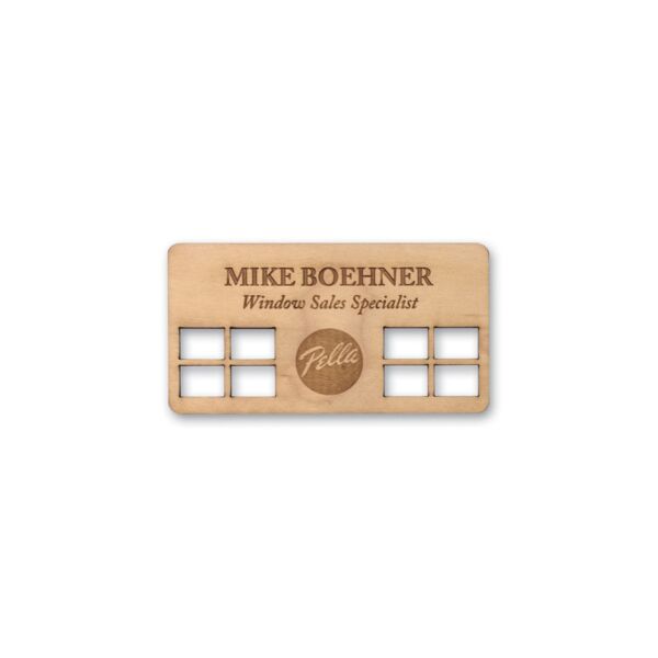 Custom Shape Personalized Wood Badge 1"x3" Maple Thumbnail